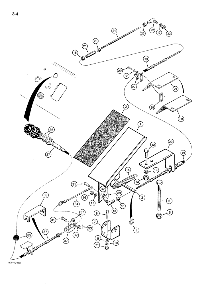 Схема запчастей Case 780D - (3-04) - HAND AND FOOT THROTTLE CONTROL (03) - FUEL SYSTEM