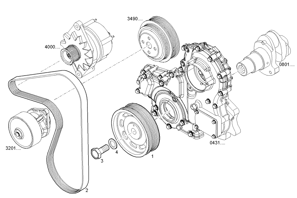 Схема запчастей Case F5CE9454G A001 - (0843.023) - DRIVING PULLEY (10) - ENGINE