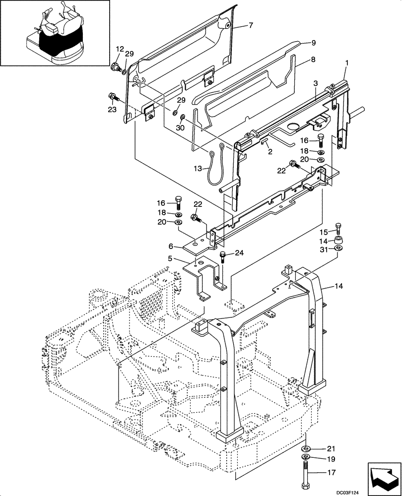 Схема запчастей Case CX14 - (09-07[00]) - COVER - SUPPORTS (09) - CHASSIS/ATTACHMENTS