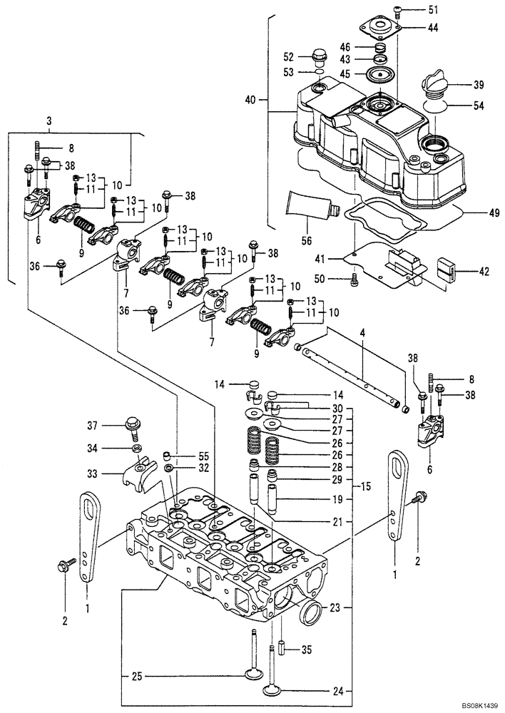 Схема запчастей Case CX27B BTW - (08-004) - CYLINDER HEAD & BONNET (10) - ENGINE