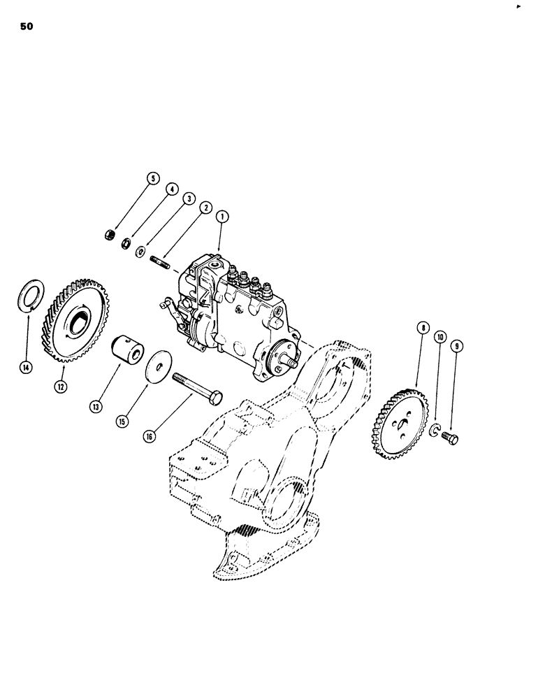 Схема запчастей Case 680G - (050) - INJECTION PUMP DRIVE, 336BD DIESEL ENGINE (03) - FUEL SYSTEM