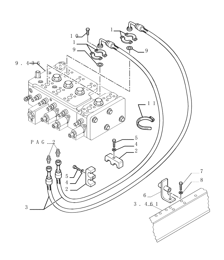 Схема запчастей Case 1850K - (3.440[01]) - LIFT CYLINDERS PIPING (07) - HYDRAULIC SYSTEM/FRAME