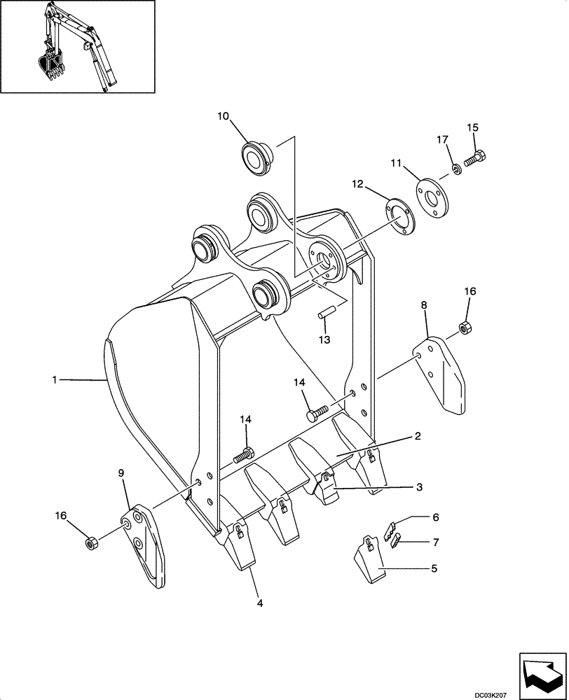 Схема запчастей Case CX47 - (09-49[00]) - BUCKET ASSY (09) - CHASSIS/ATTACHMENTS