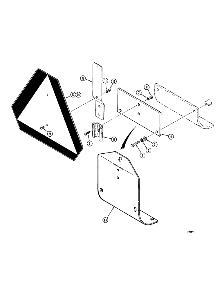 Схема запчастей Case 780 - (606) - SLOW MOVING VEHICLE EMBLEM (09) - CHASSIS/ATTACHMENTS