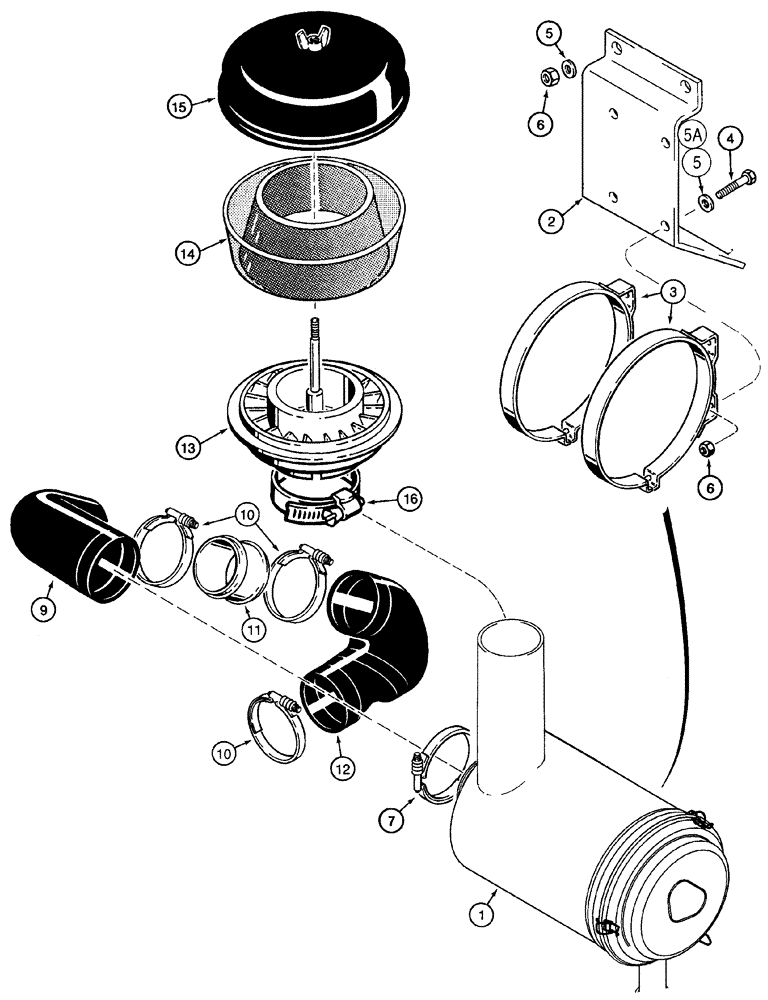 Схема запчастей Case 721C - (02-06) - AIR CLEANER - AIR INTAKE PARTS (02) - ENGINE