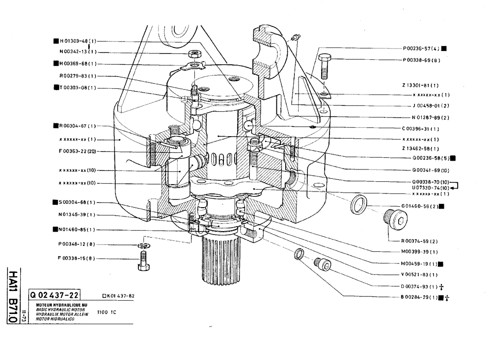 Схема запчастей Case TY45 - (HA11 B71.0) - BASIC HYDRAULIC MOTOR - 1100 1C (07) - HYDRAULIC SYSTEM