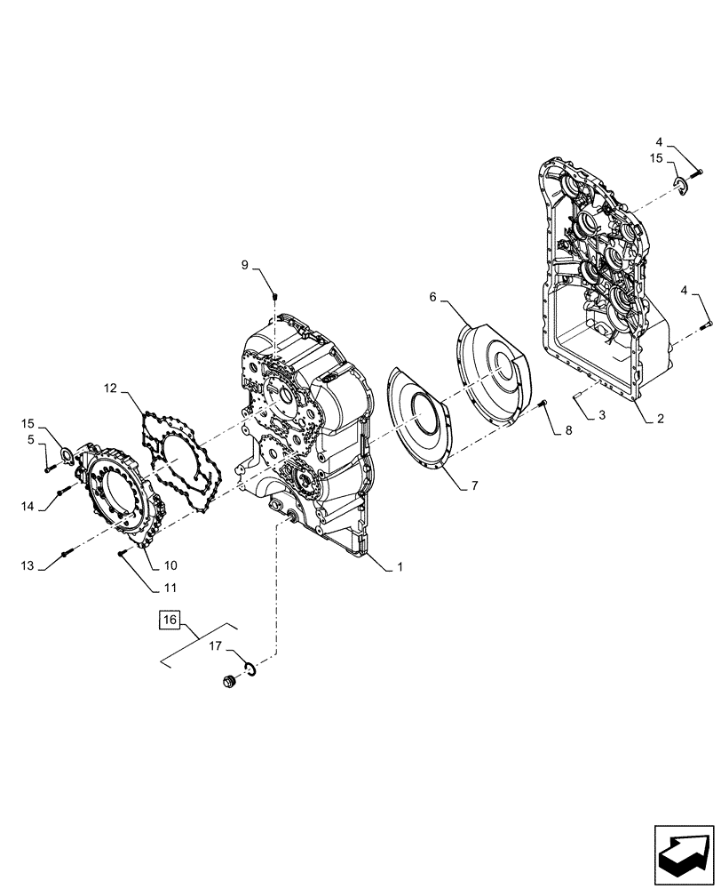 Схема запчастей Case 621F - (21.504.AK[01]) - TRANSMISSION, HOUSING ASSEMBLY (21) - TRANSMISSION