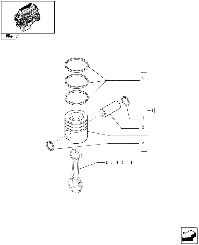 Схема запчастей Case F3BE0684J E902 - (0.08.2) - PISTON - ENGINE (504094077) 