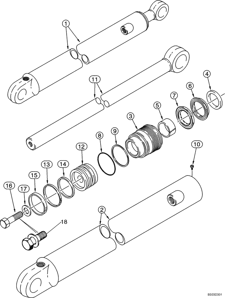 Схема запчастей Case 580M - (08-59) - CYLINDER ASSY - BACKHOE EXTENDABLE DIPPER (08) - HYDRAULICS