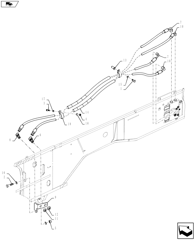 Схема запчастей Case 590SN - (35.726.62) - HYDRAULICS - COUPLER VALVE TO BULKHEAD (35) - HYDRAULIC SYSTEMS