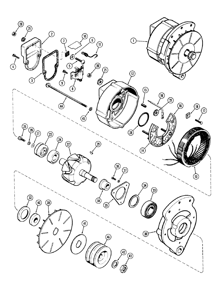 Схема запчастей Case 980 - (044) - A41360 ALTERNATOR, (504BDT) DIESEL ENGINE (06) - ELECTRICAL SYSTEMS