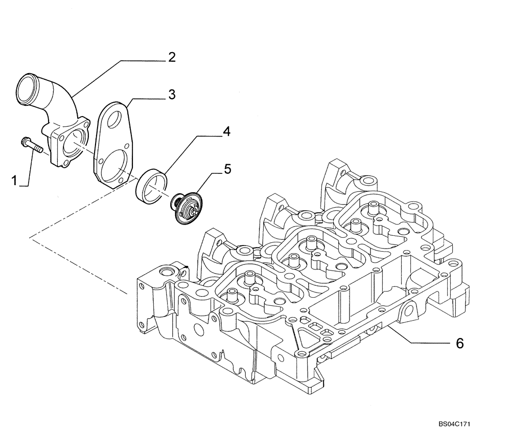 Схема запчастей Case 435 - (02-33) - THERMOSTAT - ENGINE COOLING SYSTEM (02) - ENGINE