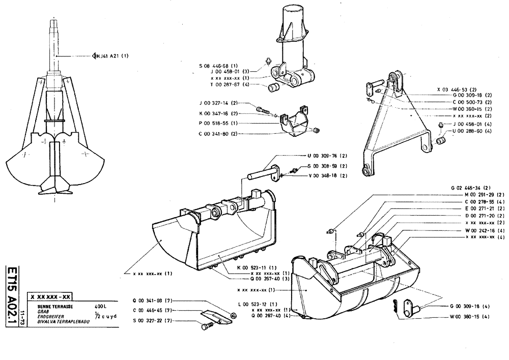 Схема запчастей Case TY45 - (ET15 A02.1) - GRAB - 400 L (1/2 CU. YD.) (18) - ATTACHMENT ACCESSORIES