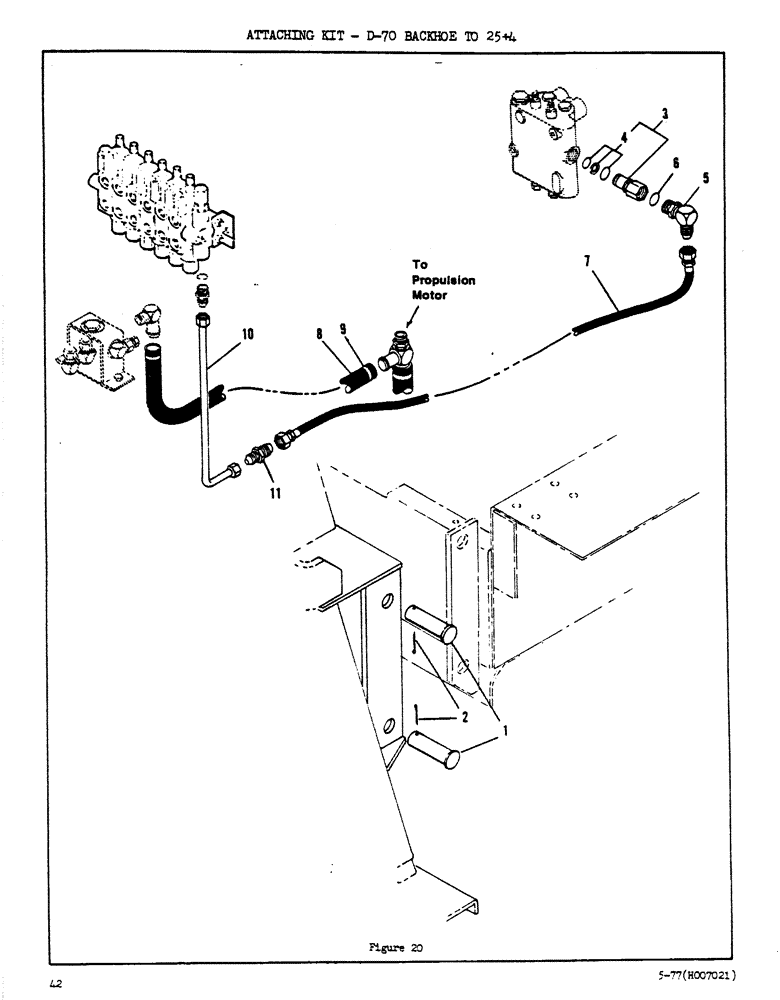 Схема запчастей Case DAVIS - (42) - ATTACHING KIT, D-70 BACKHOE TO 25+4 