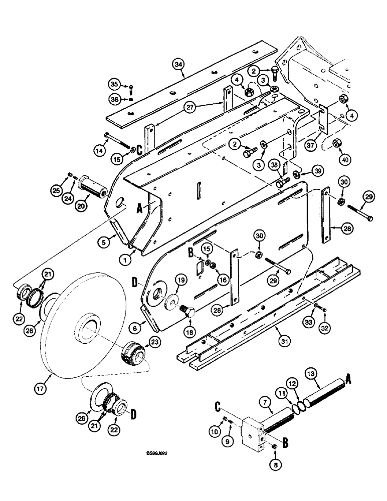 Схема запчастей Case 660 - (9-062) - TRENCHER BOOMS AND MOUNTING, ROCK BOOM, 5 FOOT, FOR ALL TRENCHERS EXCEPT INTEGRAL QUAD (09) - CHASSIS/ATTACHMENTS