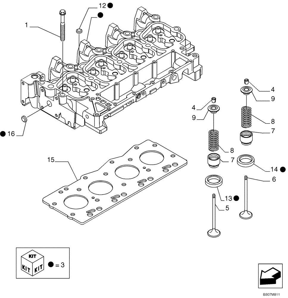 Схема запчастей Case 440CT - (02-16) - CYLINDER HEAD (02) - ENGINE