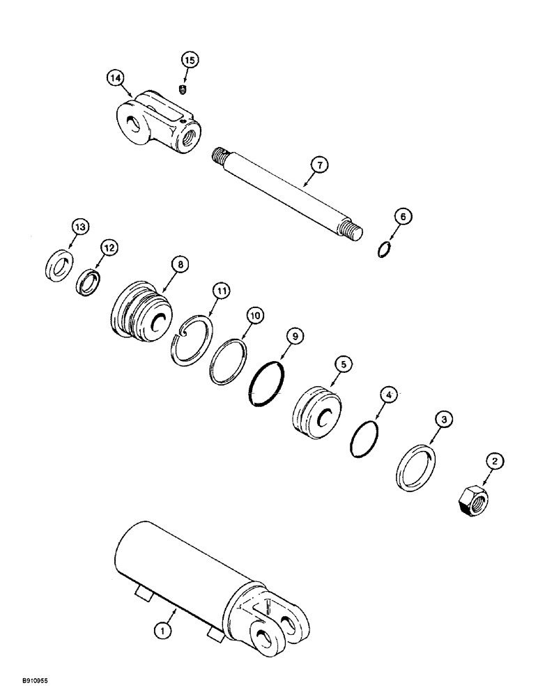 Схема запчастей Case 560 - (8-042) - BACKFILL BLADE TILT CYLINDER ASSEMBLY - H673747 (08) - HYDRAULICS