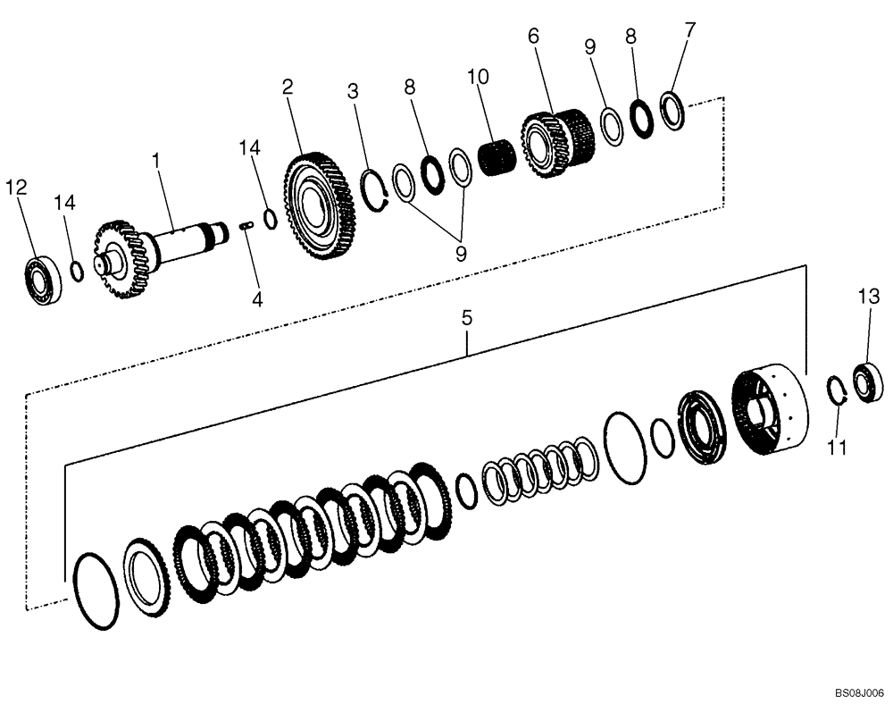 Схема запчастей Case 721E - (06-27) - TRANSMISSION - CLUTCH ASSY, FOURTH - P.I.N. N8F203816 AND AFTER (06) - POWER TRAIN