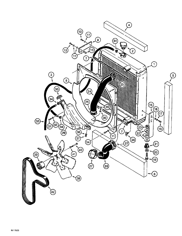 Схема запчастей Case 760 - (02-002) - RADIATOR, FAN, AND MOUNTING (10) - ENGINE