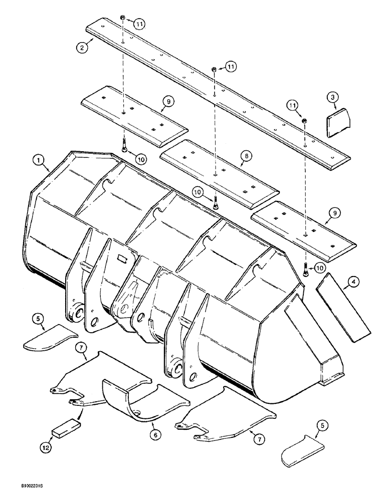 Схема запчастей Case 721B - (9-018) - LOADER BUCKET AND CUTTING EDGES, Z-BAR LOADER, 2.5 CUBIC METER (3.25 CUBIC YARD) BUCKET (09) - CHASSIS/ATTACHMENTS