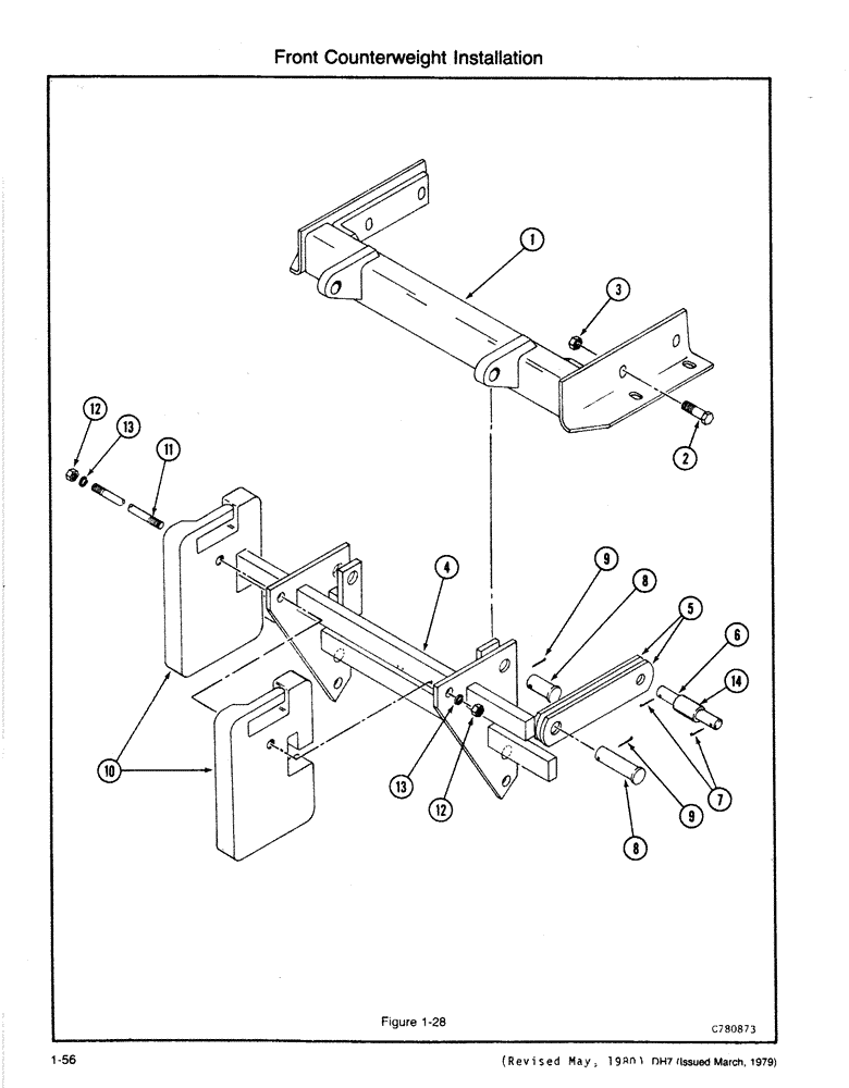 Схема запчастей Case DH7 - (1-56) - FRONT COUNTERWEIGHT INSTALLATION (39) - FRAMES AND BALLASTING