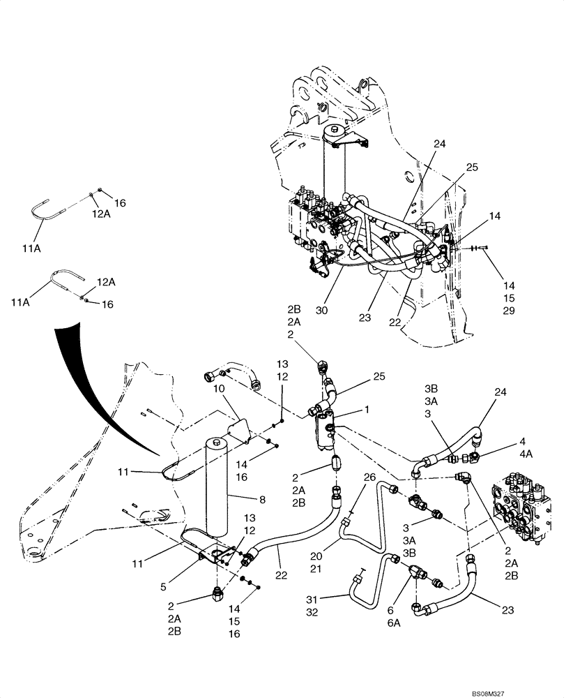 Схема запчастей Case 721E - (08-26) - HYDRAULICS - RIDE CONTROL (08) - HYDRAULICS