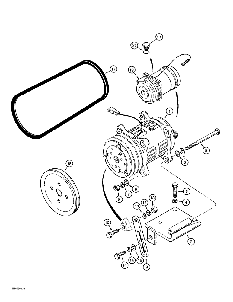 Схема запчастей Case 621B - (9-086) - AIR CONDITIONING COMPRESSOR MOUNTING (09) - CHASSIS/ATTACHMENTS