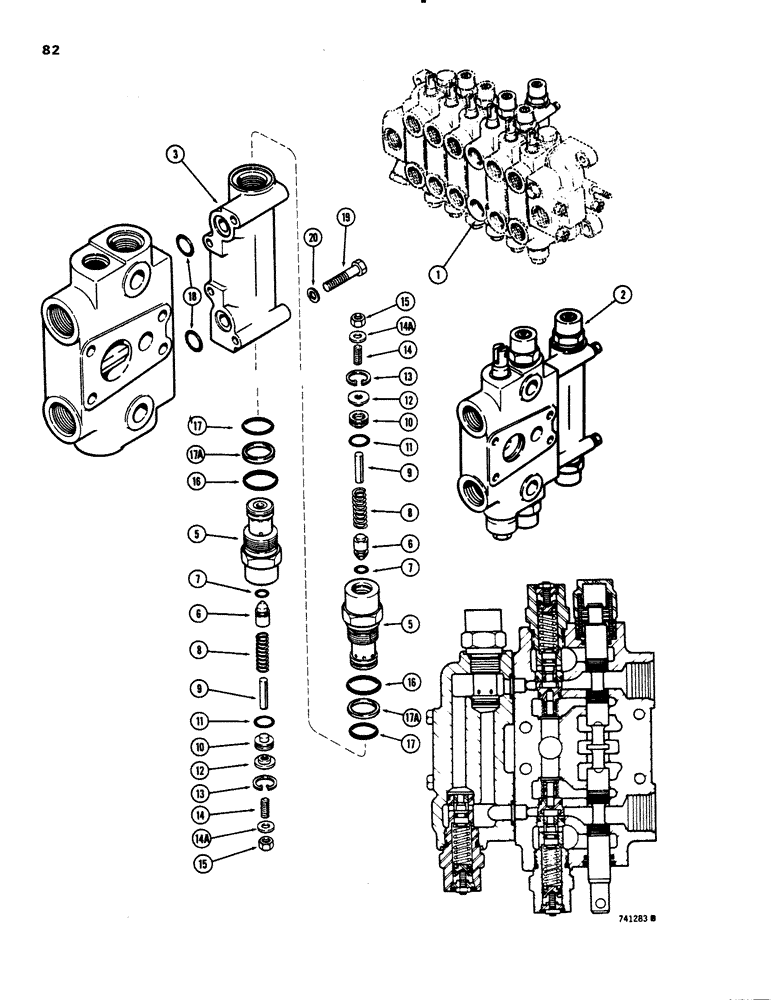 Схема запчастей Case 26C - (082) - G33115 BACKHOE CONTROL VALVE, SECONDARY RELIEF VALVE 