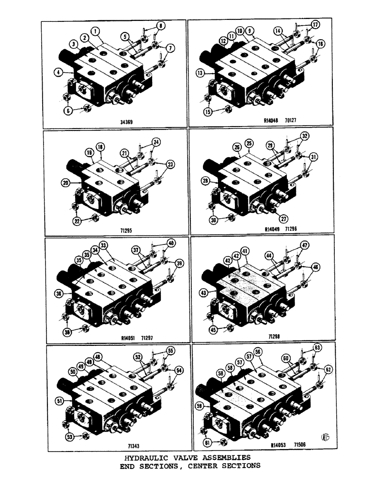 Схема запчастей Case 1000C - (340) - HYDRAULIC VALVE ASSEMBLIES, ENDS SECTION, CENTER SECTIONS (07) - HYDRAULIC SYSTEM