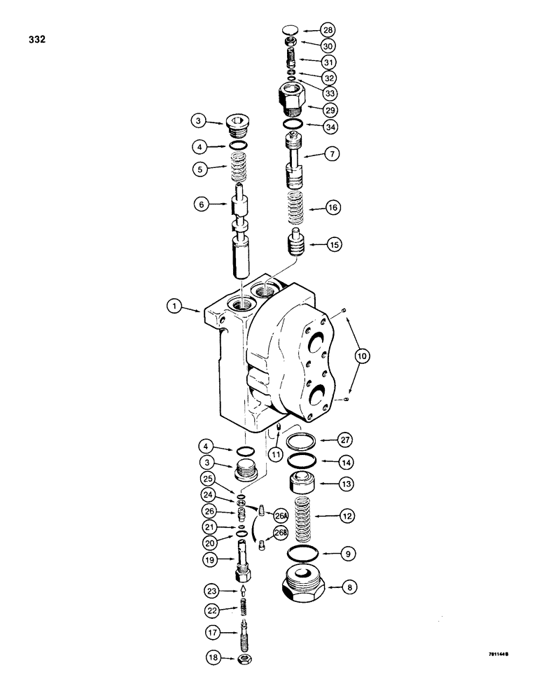 Схема запчастей Case 1150D - (332) - D87071 INLET AND OUTLET SECTION (08) - HYDRAULICS