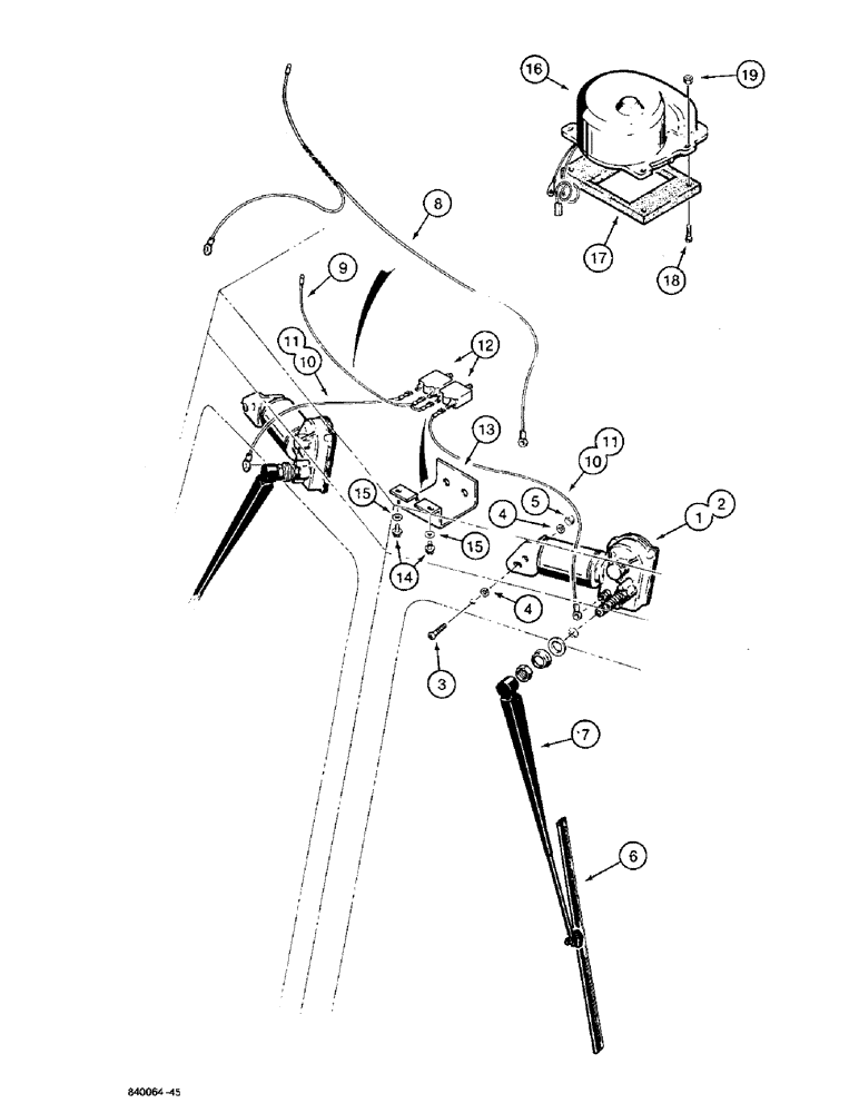 Схема запчастей Case W36 - (4-178) - CAB WIPERS AND DEFOGGER, REAR WIPER - OPTIONAL, PRIOR TO PIN 9156438 (04) - ELECTRICAL SYSTEMS