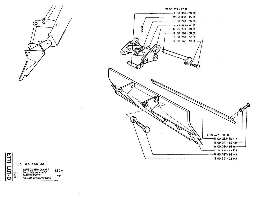 Схема запчастей Case TY45 - (ET11 L01.0) - BACK FILLING BLADE - 1,80 M (71") (19) - BUCKETS