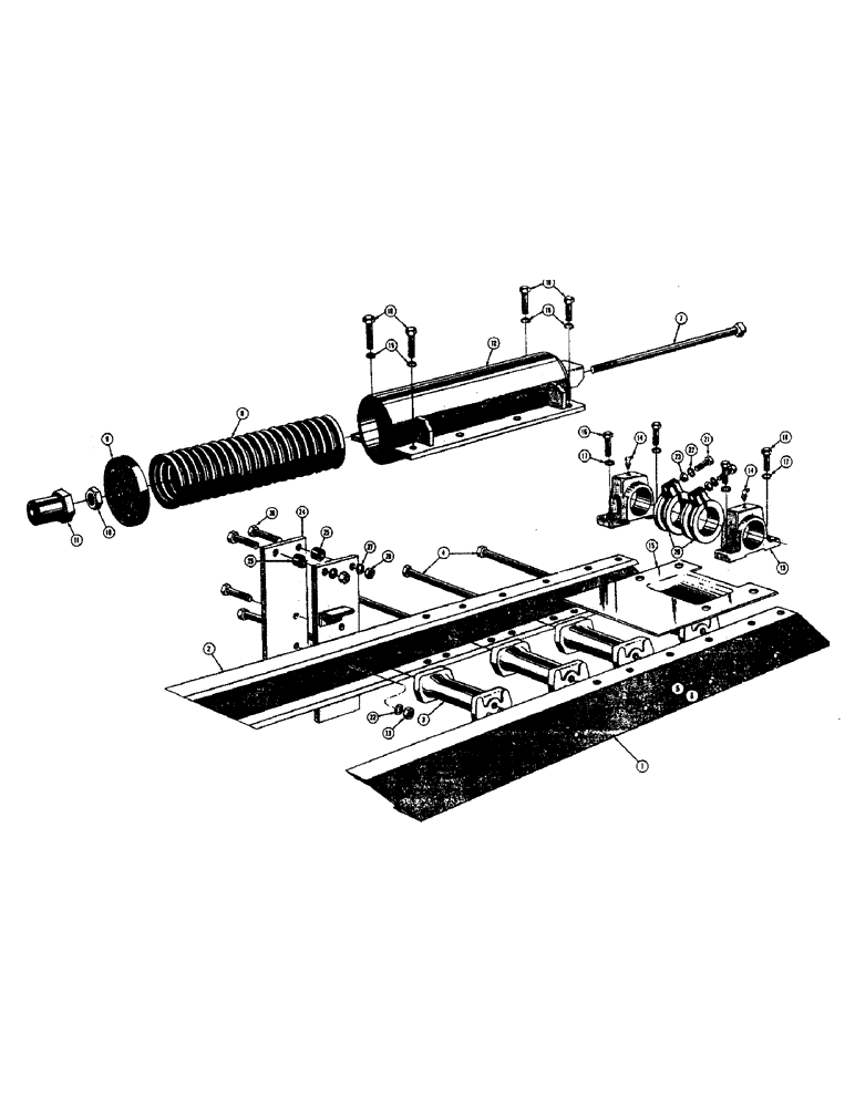 Схема запчастей Case 310F - (116) - TRACK FRAME AND RECOIL SPRING (4 ROLLER TRACK) (04) - UNDERCARRIAGE