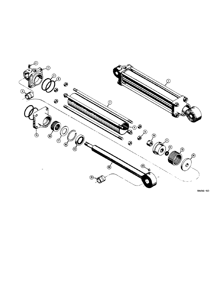 Схема запчастей Case 310D - (156[1]) - 37932 HYDRAULIC DOZER ANGLING CYLINDER (07) - HYDRAULIC SYSTEM