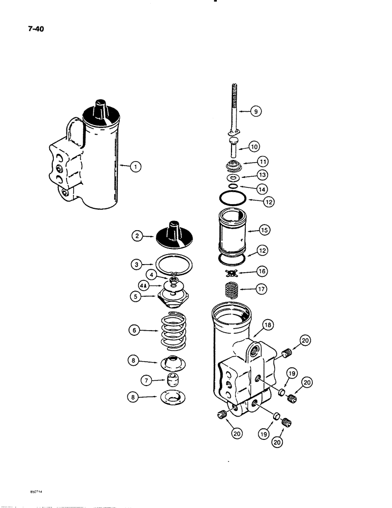 Схема запчастей Case 621 - (7-40) - AIR COMPRESSOR GOVERNOR, D72831 (07) - BRAKES