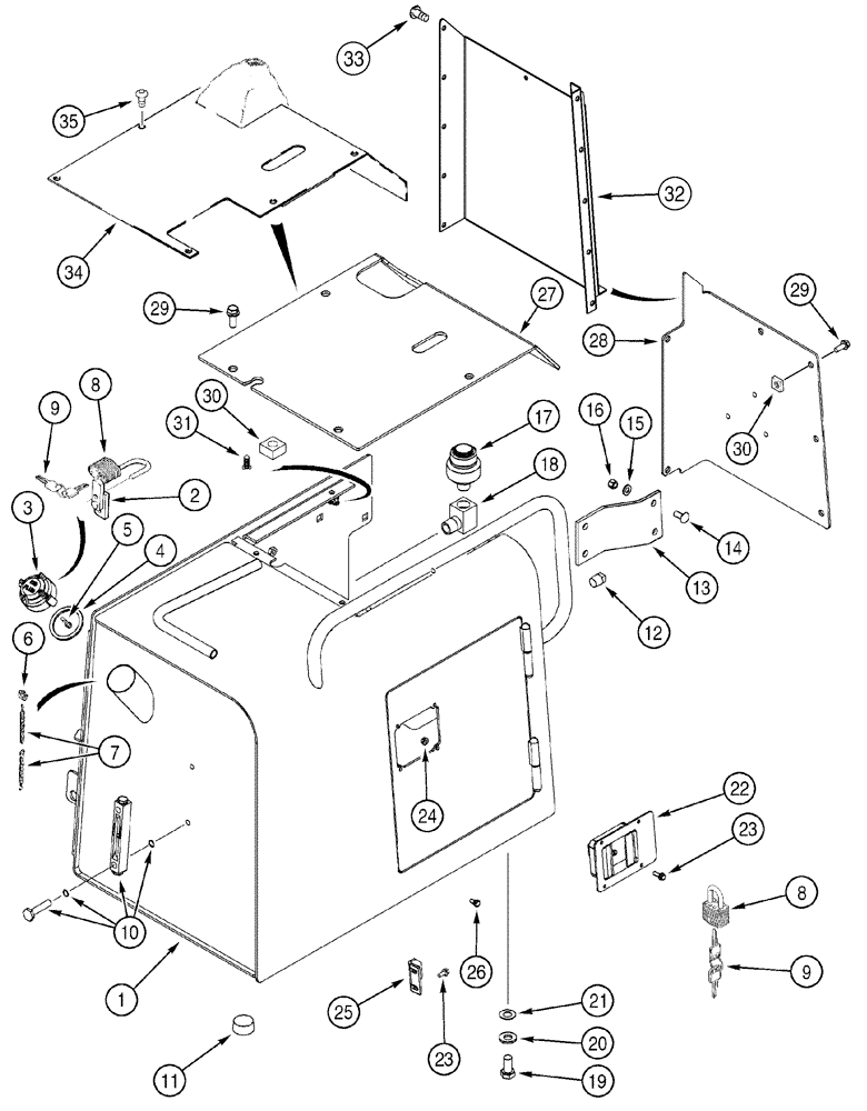 Схема запчастей Case 650H - (08-01) - RESERVOIR, HYDRAULIC COVERS (08) - HYDRAULICS