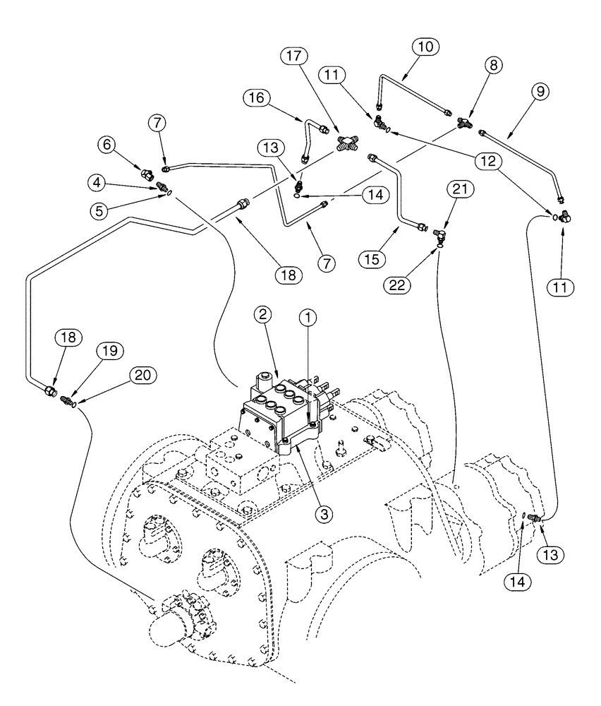 Схема запчастей Case 1150H - (06-16) - TRANSMISSION - HYDRAULIC LINES (06) - POWER TRAIN