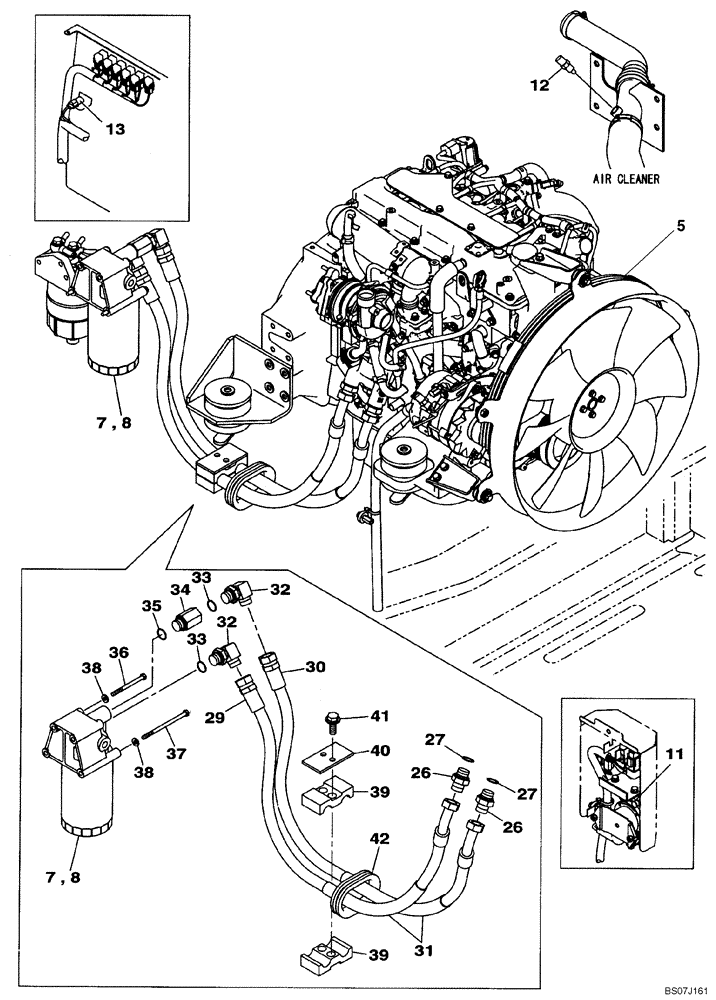 Схема запчастей Case CX130B - (02-02) - ENGINE OIL SUPPLY LINES (02) - ENGINE