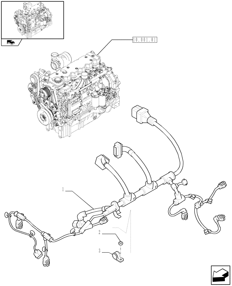 Схема запчастей Case F4DFE613J A004 - (55.100.05) - CONNECTIONS CABLE FOR ENGINE INJECTION (55) - ELECTRICAL SYSTEMS