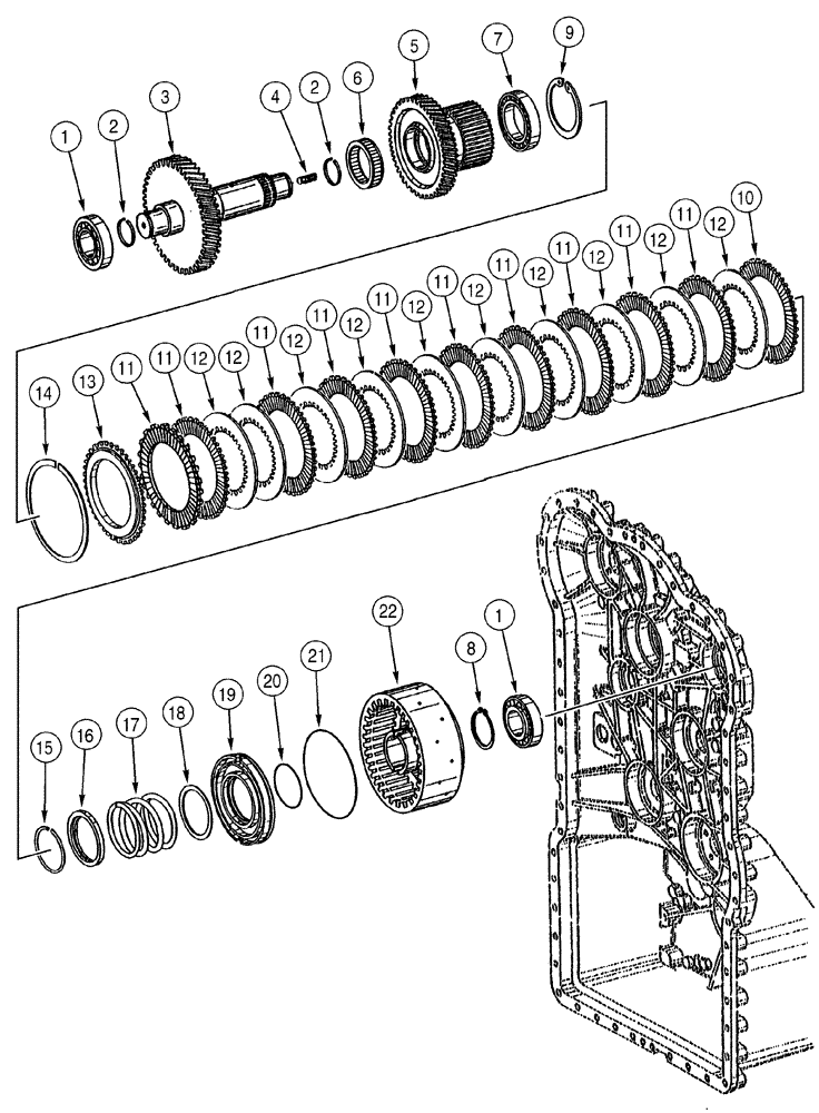 Схема запчастей Case 821C - (06-12) - TRANSMISSION CLUTCH ASSY, FORWARD (06) - POWER TRAIN