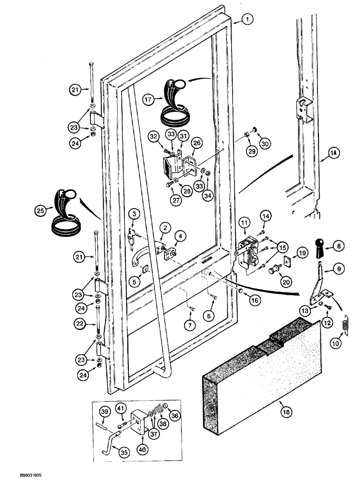 Схема запчастей Case 921 - (9-052) - CAB DOOR AND MOUNTING (09) - CHASSIS/ATTACHMENTS