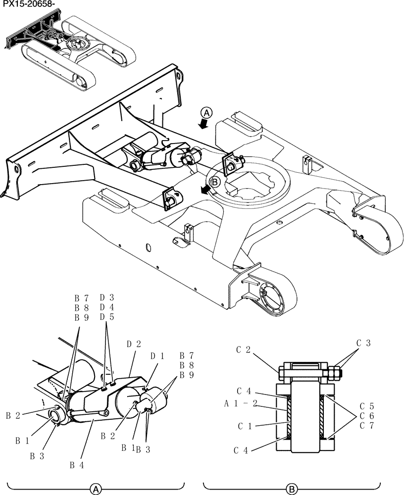 Схема запчастей Case CX36B - (420-01[1Z83]) - DOZER ASSEMBLY (04) - UNDERCARRIAGE