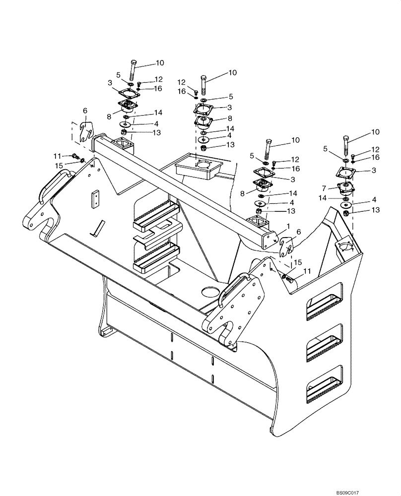 Схема запчастей Case DV210 - (90.110.02) - CAB MOUNTING (GROUP 170-ND125963) (90) - PLATFORM, CAB, BODYWORK AND DECALS