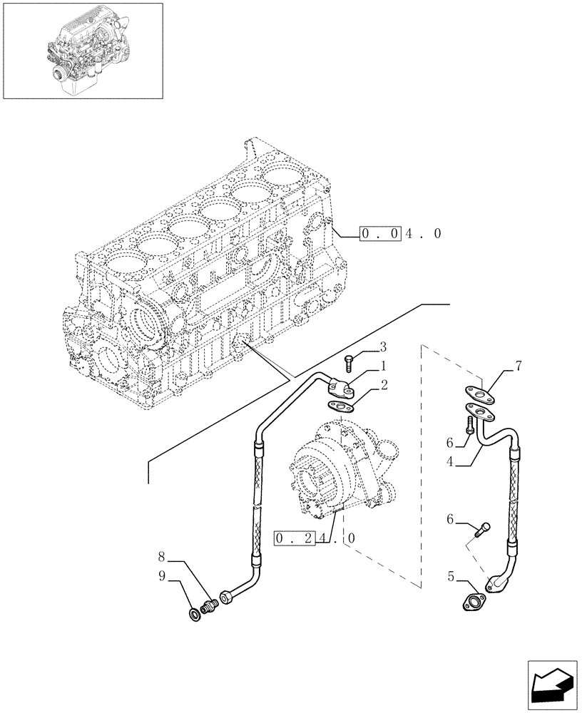 Схема запчастей Case F3AE0684E B006 - (0.30.63[01]) - TURBOBLOWER PIPES (504053492 - 504053495) 