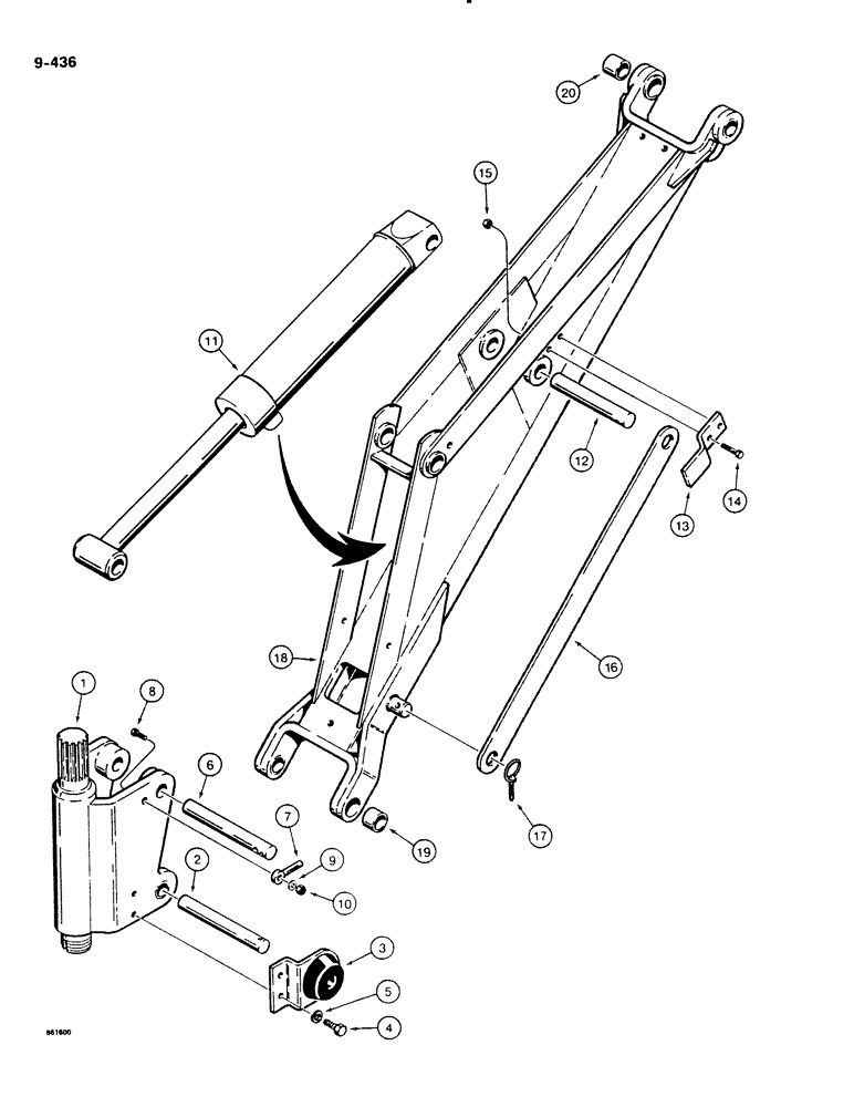 Схема запчастей Case DH4B - (9-436) - BACKHOE SWING TOWER AND BOOM - D100 (09) - CHASSIS/ATTACHMENTS