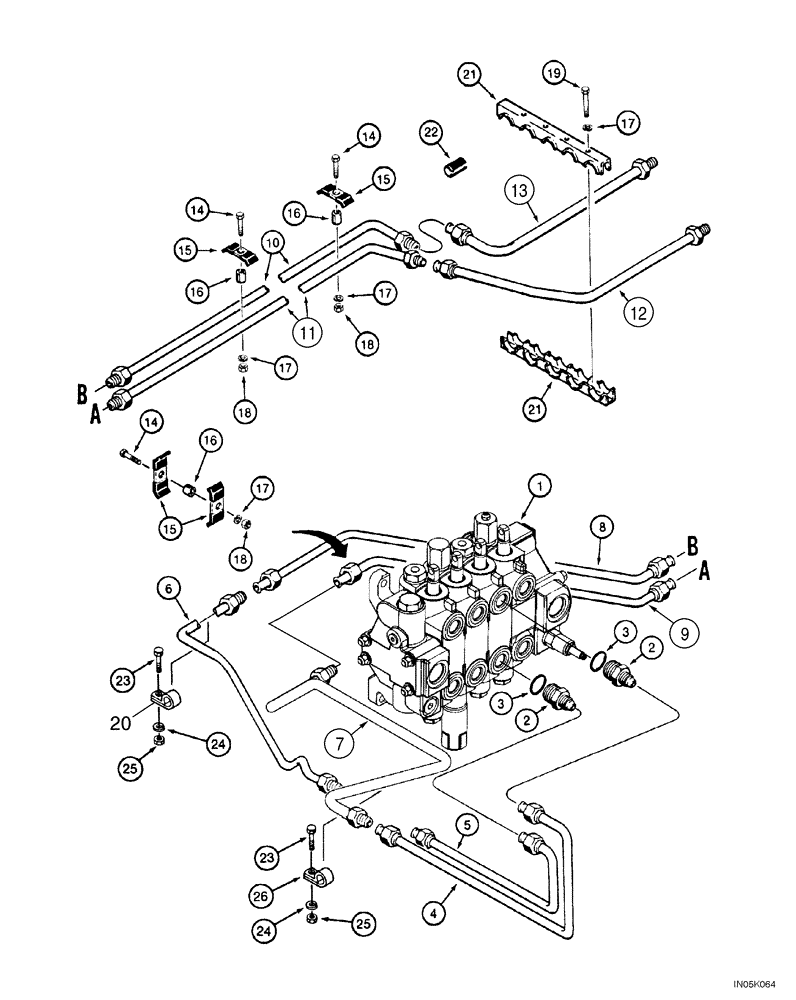 Схема запчастей Case 1150H_IND - (08-09) - HYDRAULICS - ANGLE CIRCUIT (08) - HYDRAULICS