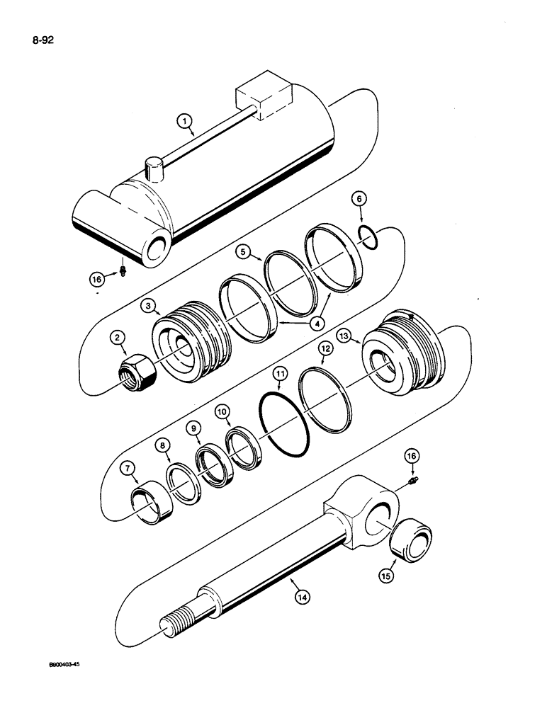 Схема запчастей Case 1085C - (8-092) - WRIST-O-TWIST CYLINDER (08) - HYDRAULICS