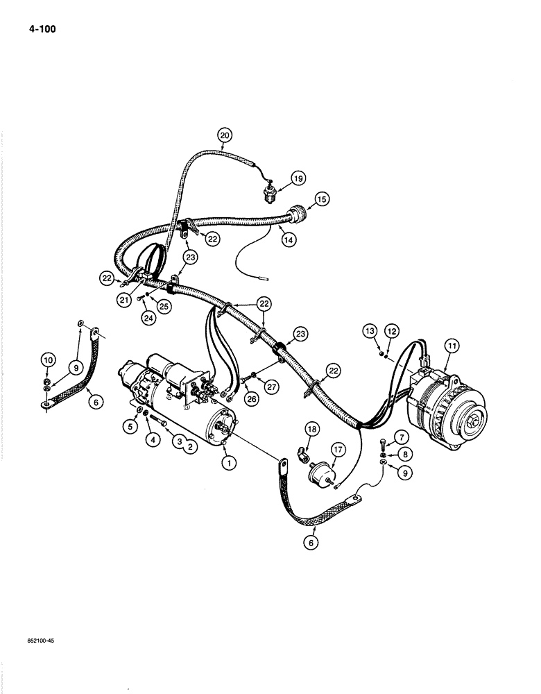 Схема запчастей Case 1080B - (4-100) - ENGINE ELECTRICAL SYSTEM, USED ON MODELS WITH CASE ENGINE (04) - ELECTRICAL SYSTEMS