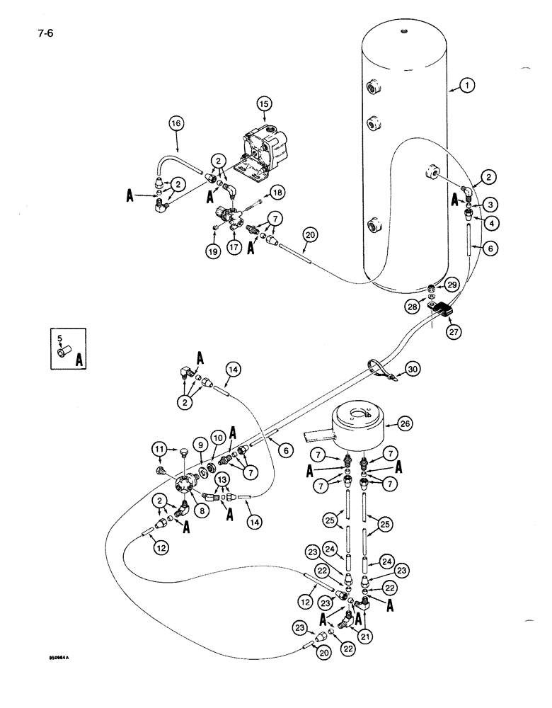 Схема запчастей Case 1086B - (7-006) - BRAKE SYSTEM, RESERVOIR AND RELAY VALVE TO AIR SWIVEL (07) - BRAKES