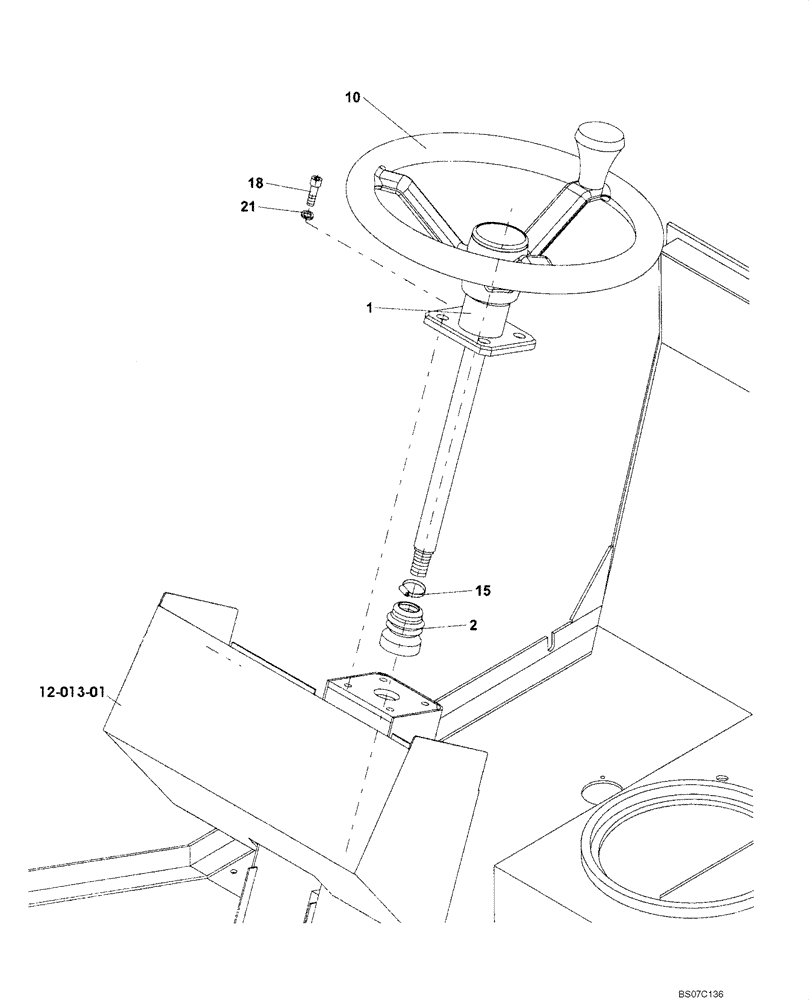 Схема запчастей Case SV212 - (06-001-00[01]) - STEERING - WHEEL AND FIXED COLUMN (GROUP 188) (ND126681) (05) - STEERING